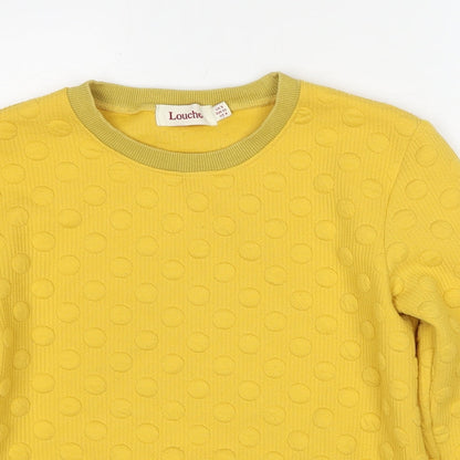 Louche Womens Yellow Polka Dot Polyester Pullover Sweatshirt Size 8 Pullover