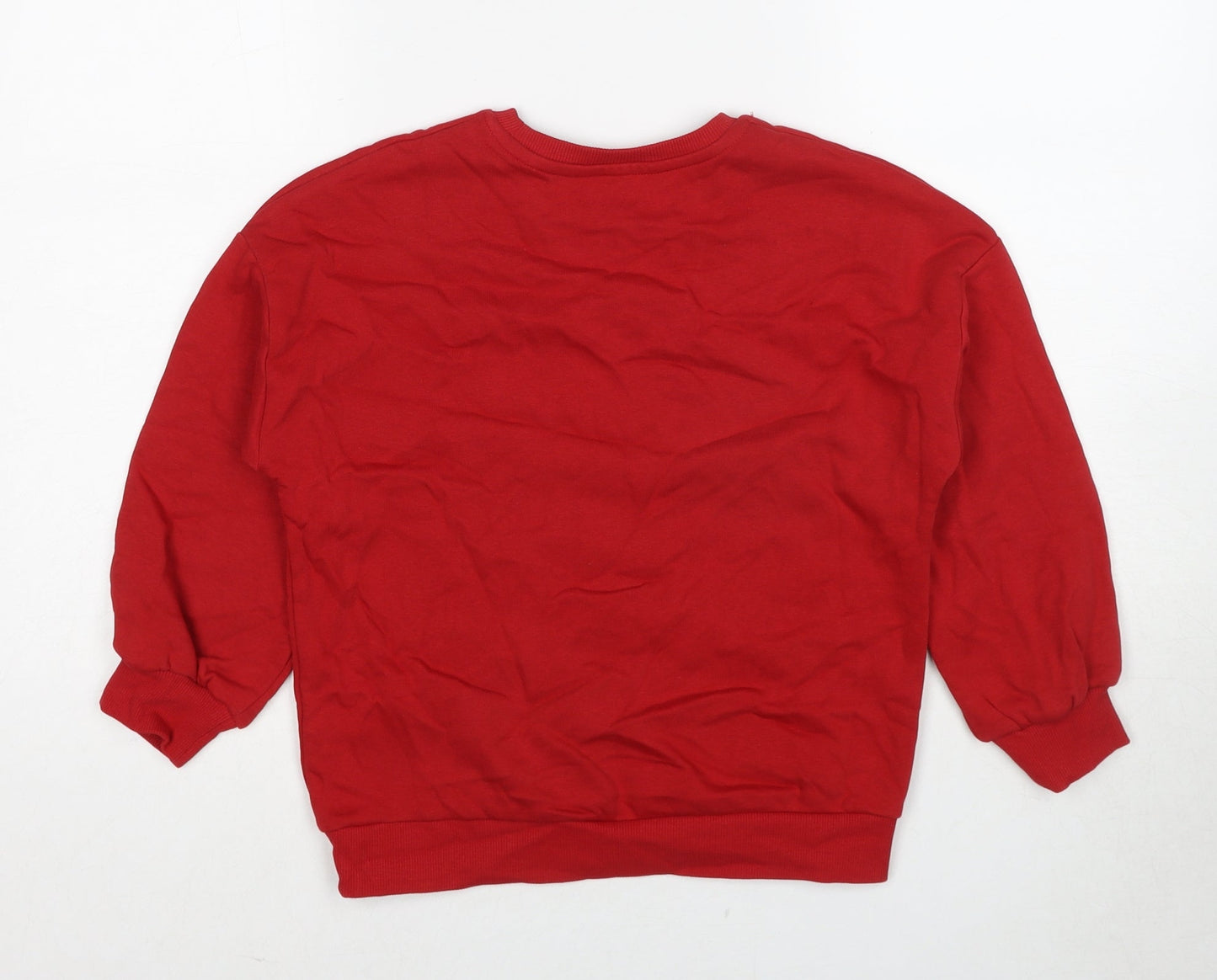 Marks and Spencer Boys Red Cotton Pullover Sweatshirt Size 8-9 Years Pullover