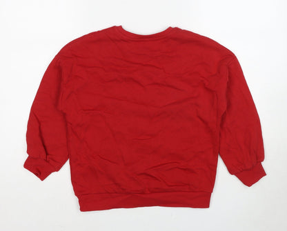 Marks and Spencer Boys Red Cotton Pullover Sweatshirt Size 8-9 Years Pullover