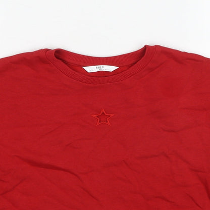 Marks and Spencer Boys Red Cotton Pullover Sweatshirt Size 8-9 Years Pullover