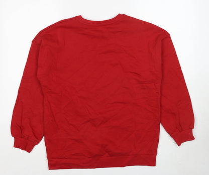 Marks and Spencer Girls Red Cotton Pullover Sweatshirt Size 13-14 Years Pullover