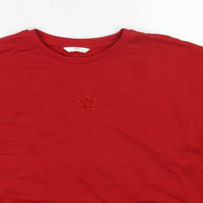 Marks and Spencer Girls Red Cotton Pullover Sweatshirt Size 13-14 Years Pullover