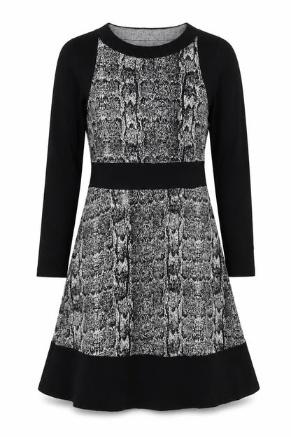 Skopes Womens Black Animal Print Polyester A-Line Size 12 Round Neck Pullover - Snakeskin Pattern