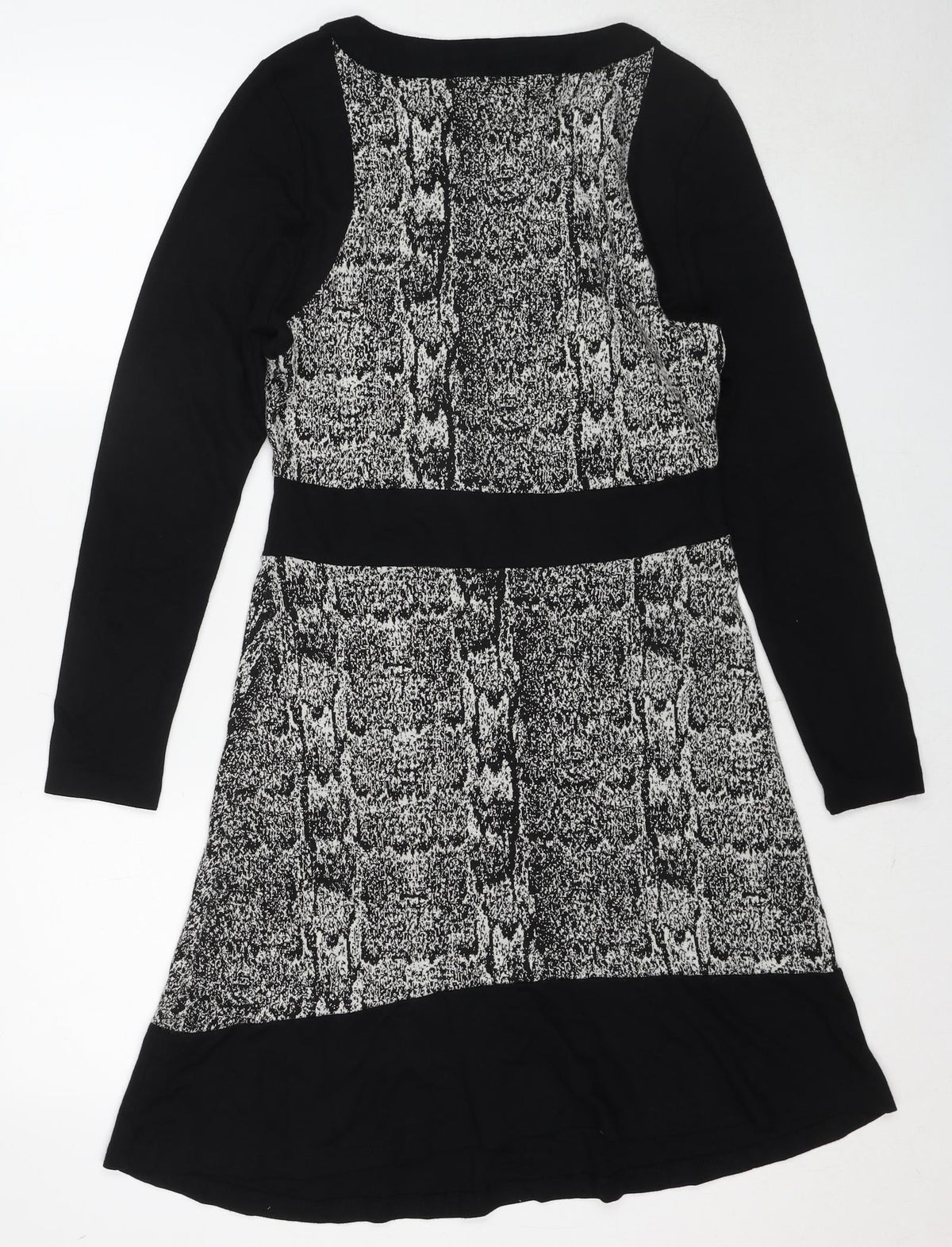 Skopes Womens Black Animal Print Polyester A-Line Size 12 Round Neck Pullover - Snakeskin Pattern