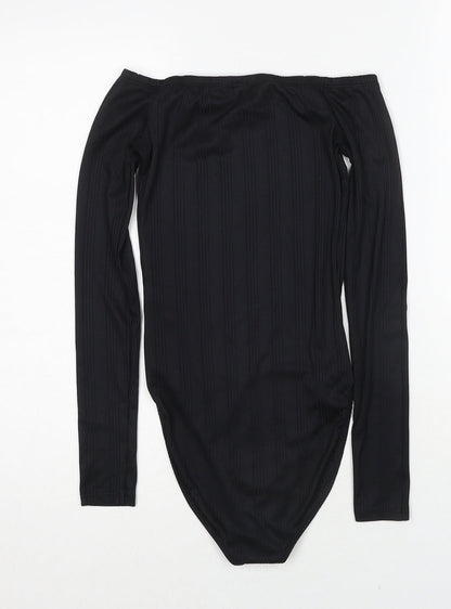 Miss Selfridge Womens Black Polyester Bodysuit One-Piece Size 6 Snap