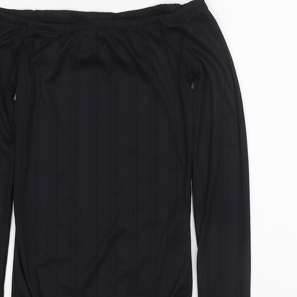 Miss Selfridge Womens Black Polyester Bodysuit One-Piece Size 6 Snap