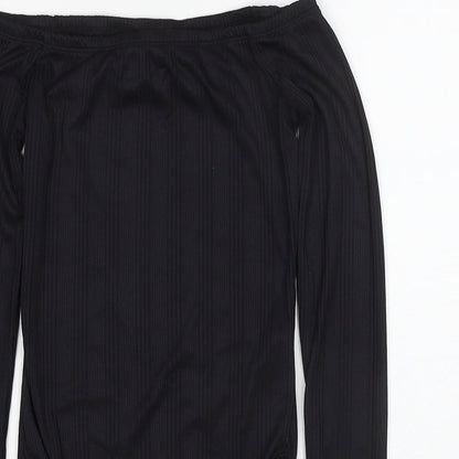 Miss Selfridge Womens Black Polyester Bodysuit One-Piece Size 6 Snap