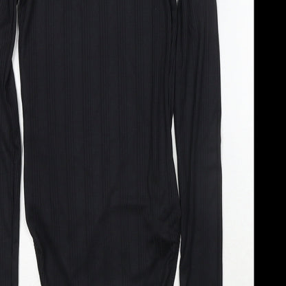 Miss Selfridge Womens Black Polyester Bodysuit One-Piece Size 6 Snap