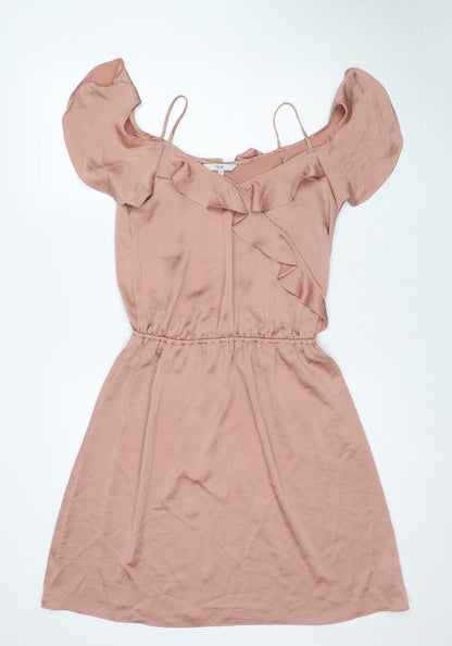 NEXT Womens Beige Polyester A-Line Size 10 V-Neck Pullover - Cold Shoulder