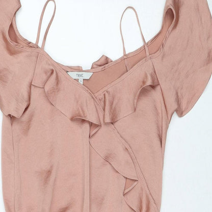 NEXT Womens Beige Polyester A-Line Size 10 V-Neck Pullover - Cold Shoulder