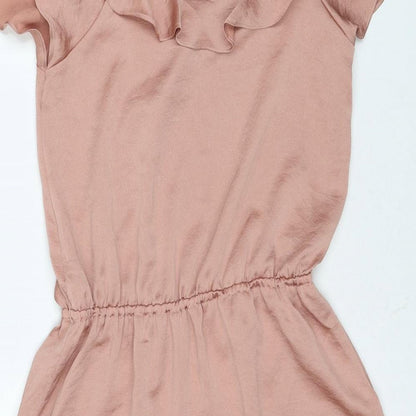 NEXT Womens Beige Polyester A-Line Size 10 V-Neck Pullover - Cold Shoulder