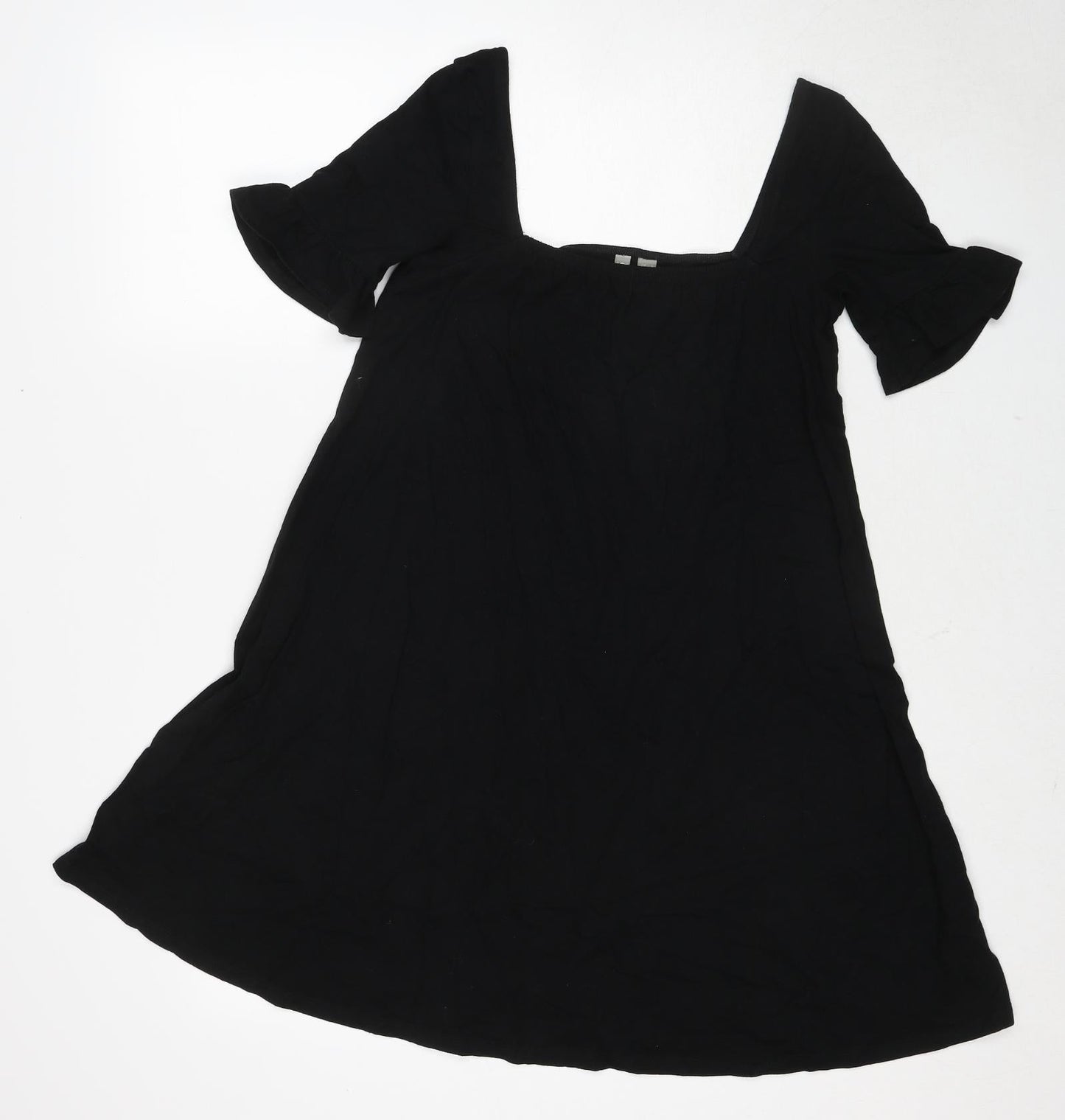 ASOS Womens Black Cotton Trapeze & Swing Size 6 Square Neck Pullover