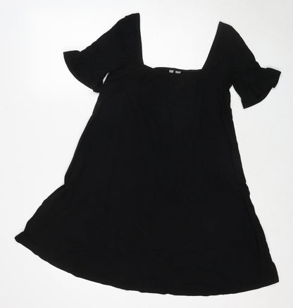 ASOS Womens Black Cotton Trapeze & Swing Size 6 Square Neck Pullover