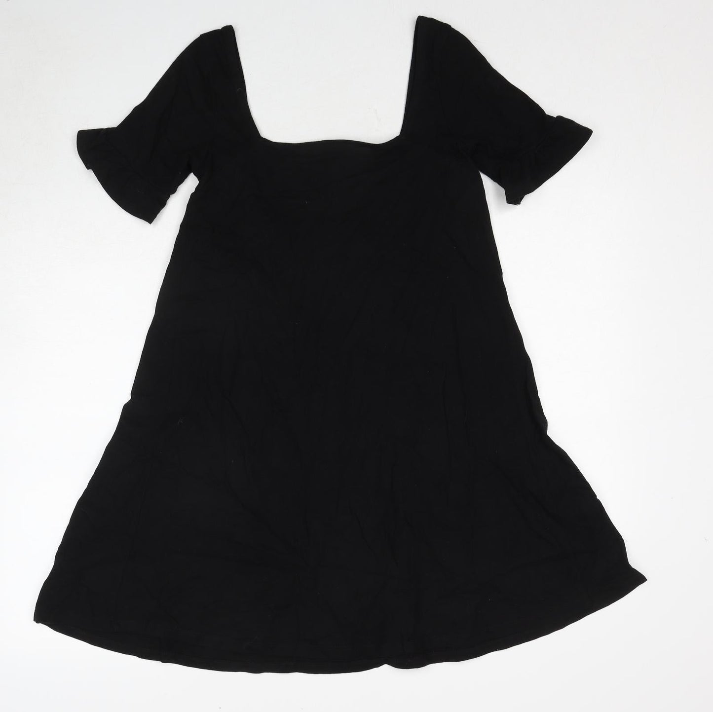 ASOS Womens Black Cotton Trapeze & Swing Size 6 Square Neck Pullover