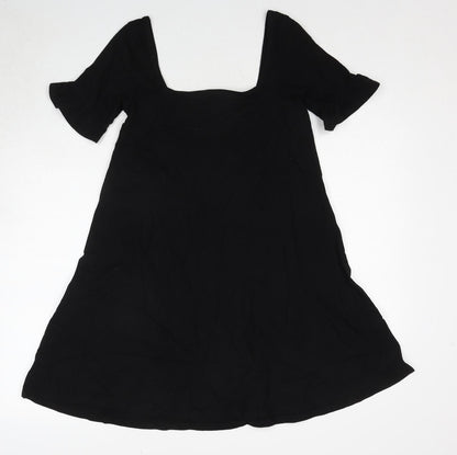 ASOS Womens Black Cotton Trapeze & Swing Size 6 Square Neck Pullover