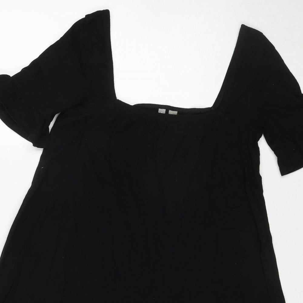ASOS Womens Black Cotton Trapeze & Swing Size 6 Square Neck Pullover