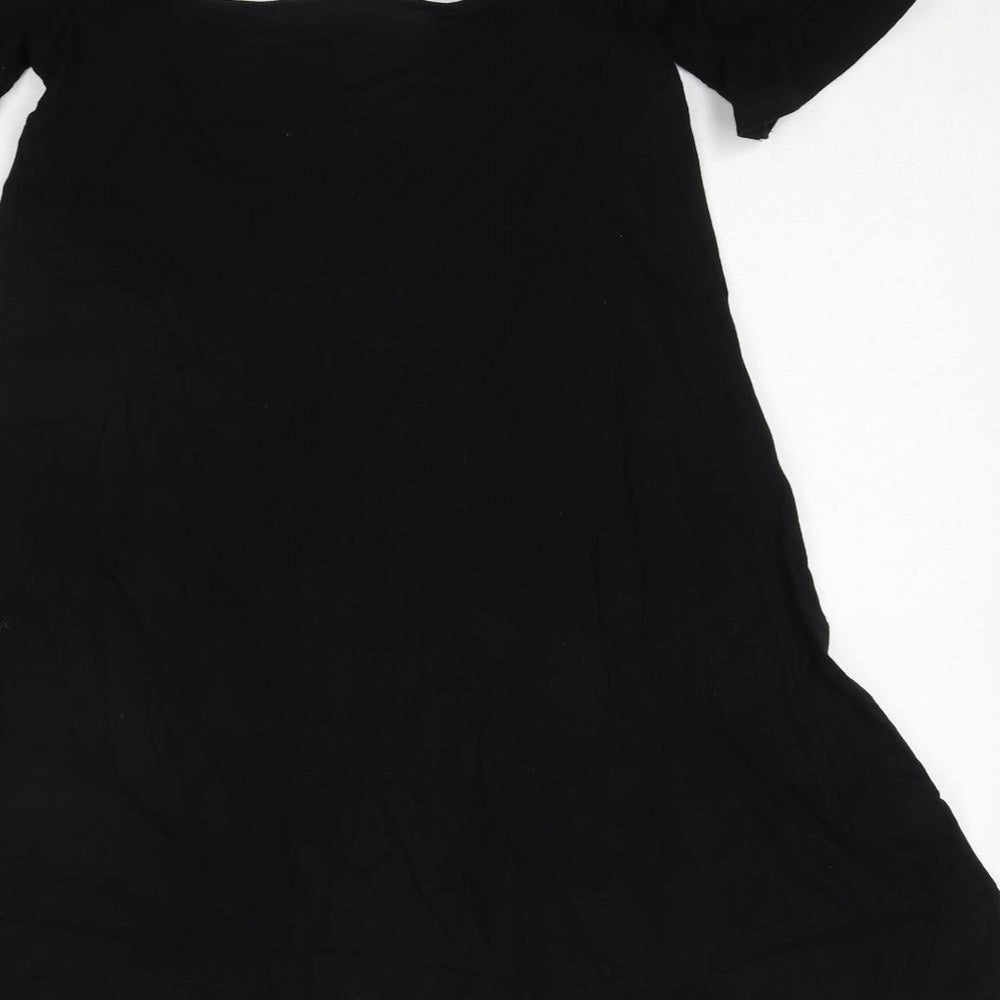 ASOS Womens Black Cotton Trapeze & Swing Size 6 Square Neck Pullover