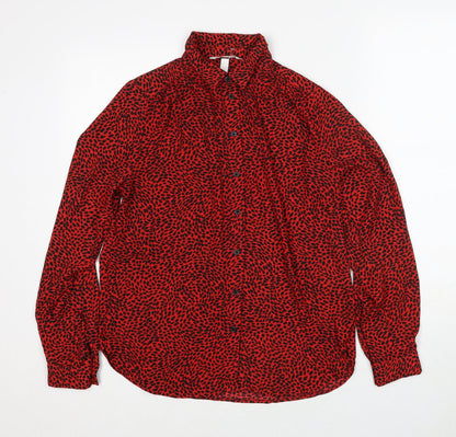 Womens UK Size XS H&M Red Basic Button-Up