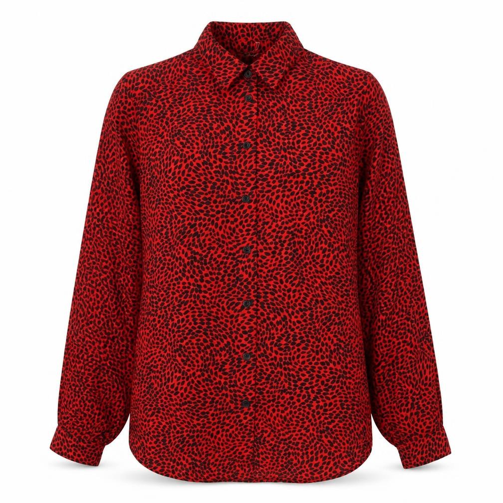 Womens UK Size XS H&M Red Basic Button-Up