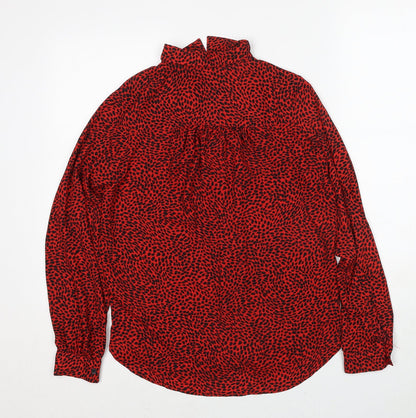 Womens UK Size XS H&M Red Basic Button-Up