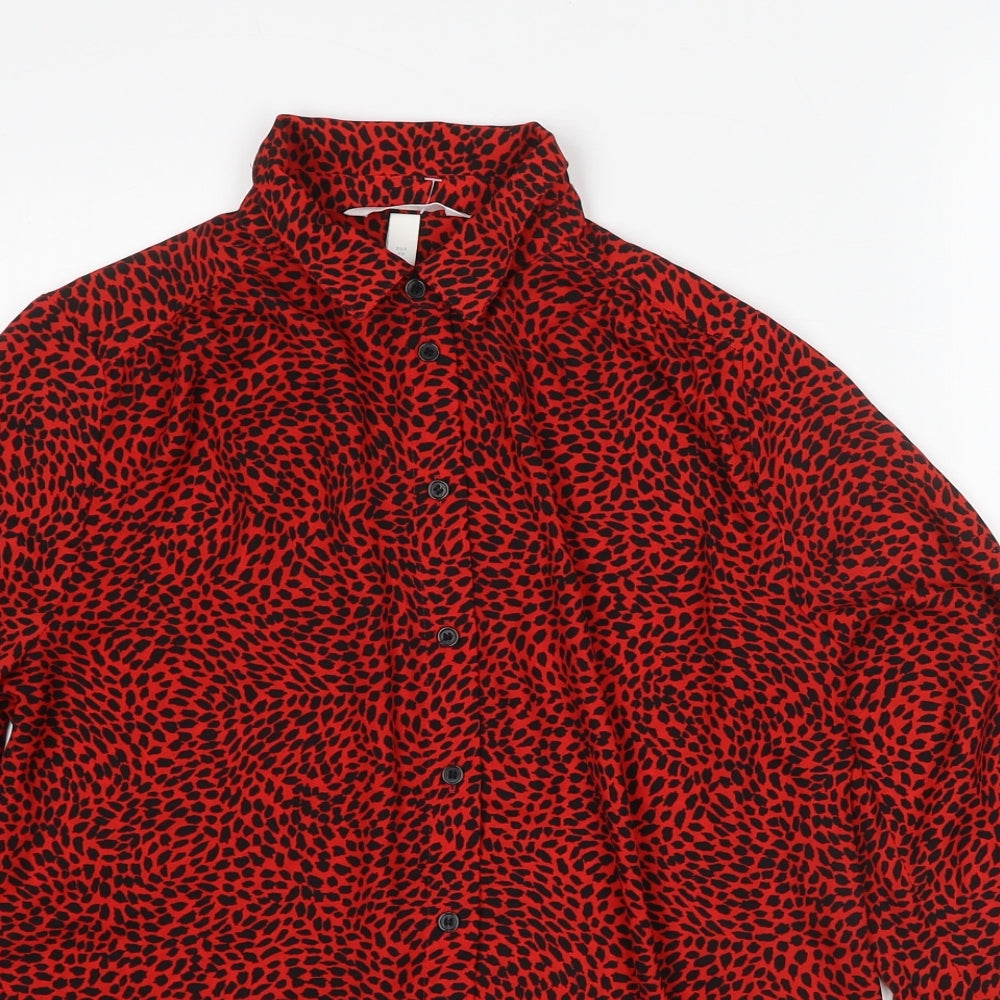 Womens UK Size XS H&M Red Basic Button-Up