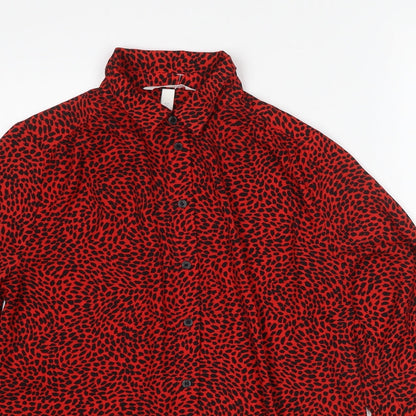 Womens UK Size XS H&M Red Basic Button-Up
