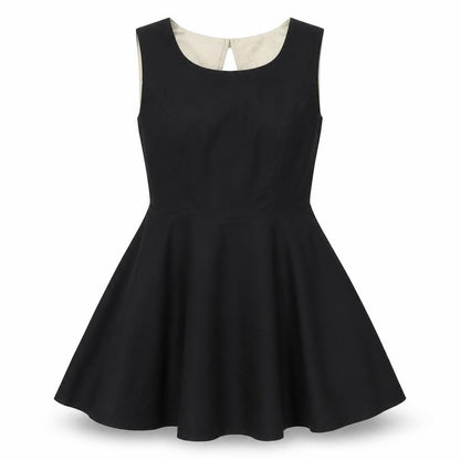 VERO MODA Womens Black Colourblock Polyester Fit & Flare Size 14 Round Neck Zip