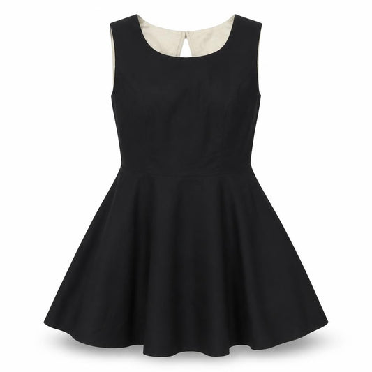 VERO MODA Womens Black Colourblock Polyester Fit & Flare Size 14 Round Neck Zip