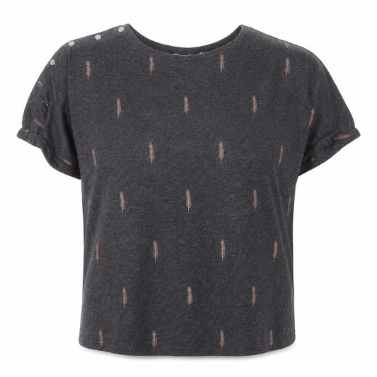 JoJo Maman Bébé Womens Black Geometric Viscose Basic T-Shirt Size M Crew Neck