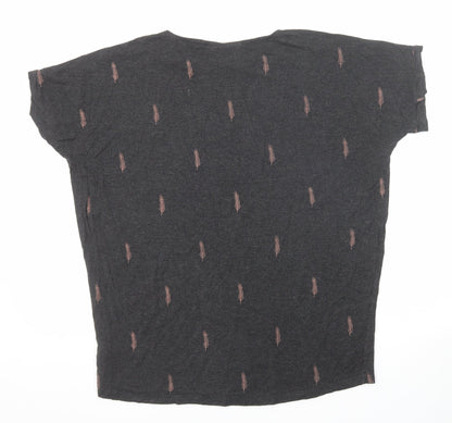 JoJo Maman Bébé Womens Black Geometric Viscose Basic T-Shirt Size M Crew Neck