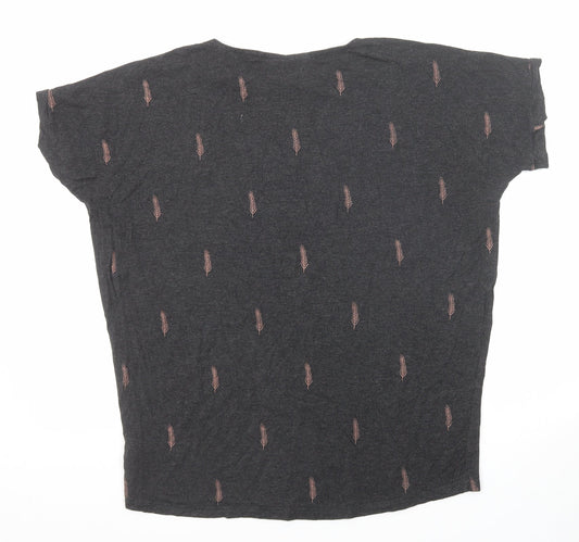 JoJo Maman Bébé Womens Black Geometric Viscose Basic T-Shirt Size M Crew Neck