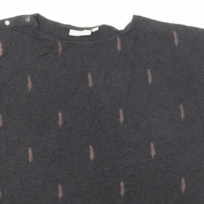 JoJo Maman Bébé Womens Black Geometric Viscose Basic T-Shirt Size M Crew Neck