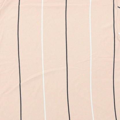 Topman Mens Pink Striped Cotton T-Shirt Size XS Round Neck