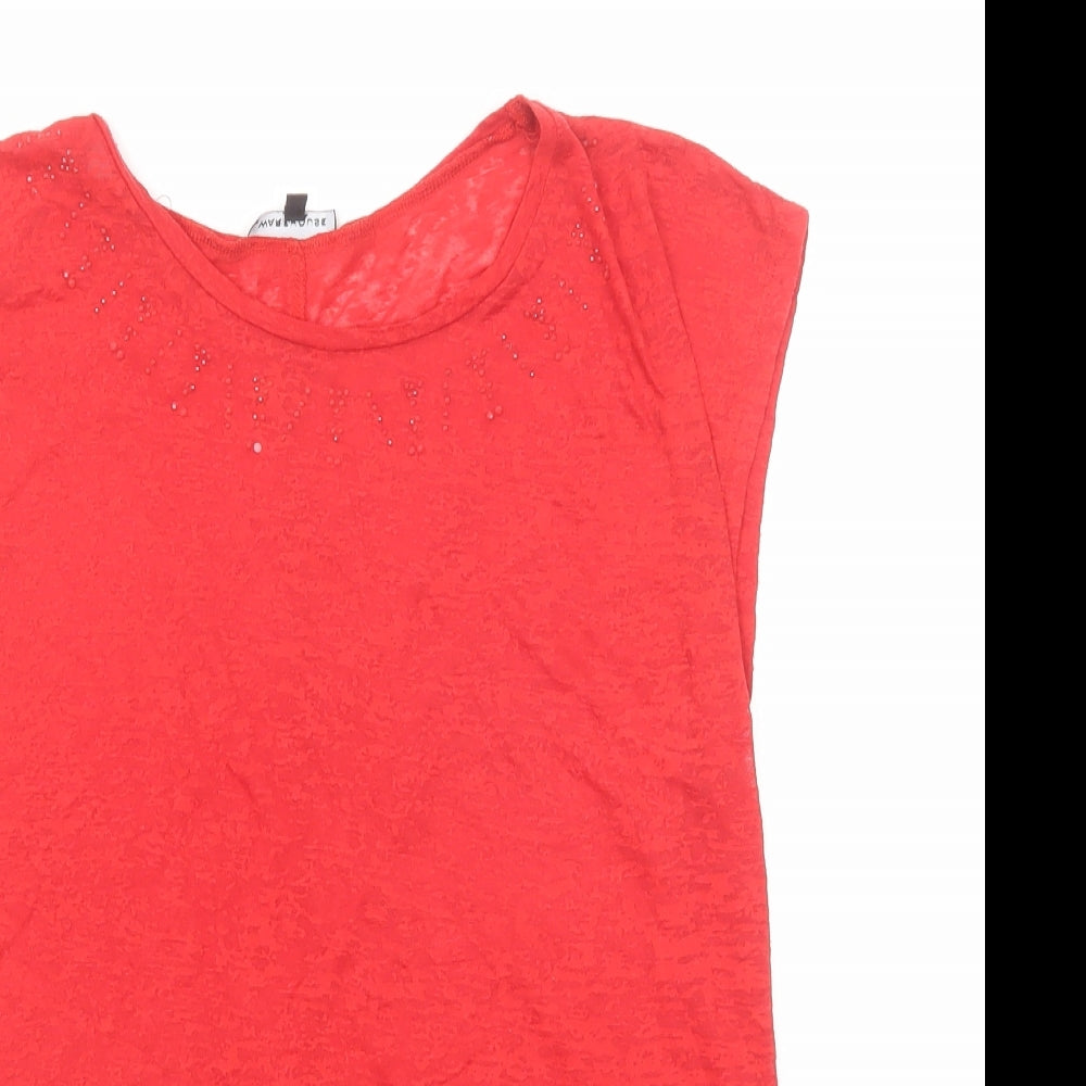Womens UK Size 14 Warehouse Red Basic Blouse
