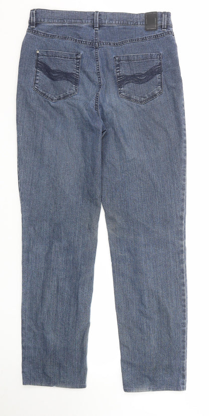 Atelier Womens Blue Cotton Straight Jeans Size 12 Regular Zip