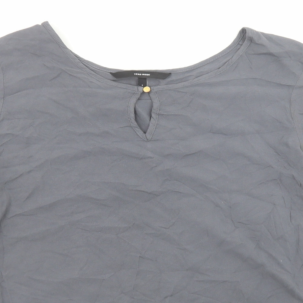 Womens UK Size S VERO MODA Grey Basic Blouse