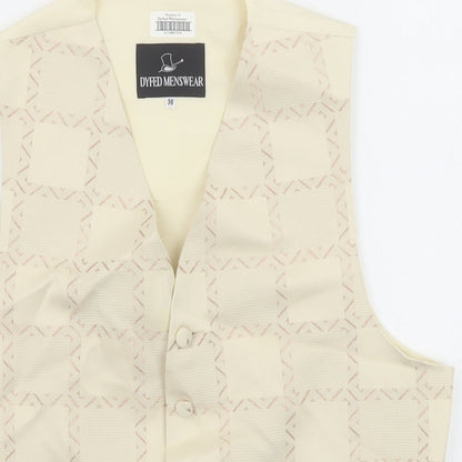 Dyfed Menswear Mens Beige Check Cotton Jacket Suit Waistcoat Size 36 Regular