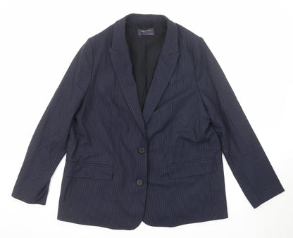 Marks and Spencer Womens Blue Pinstripe Polyester Jacket Suit Jacket Size 18