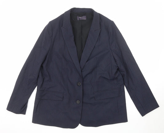 Marks and Spencer Womens Blue Pinstripe Polyester Jacket Suit Jacket Size 18