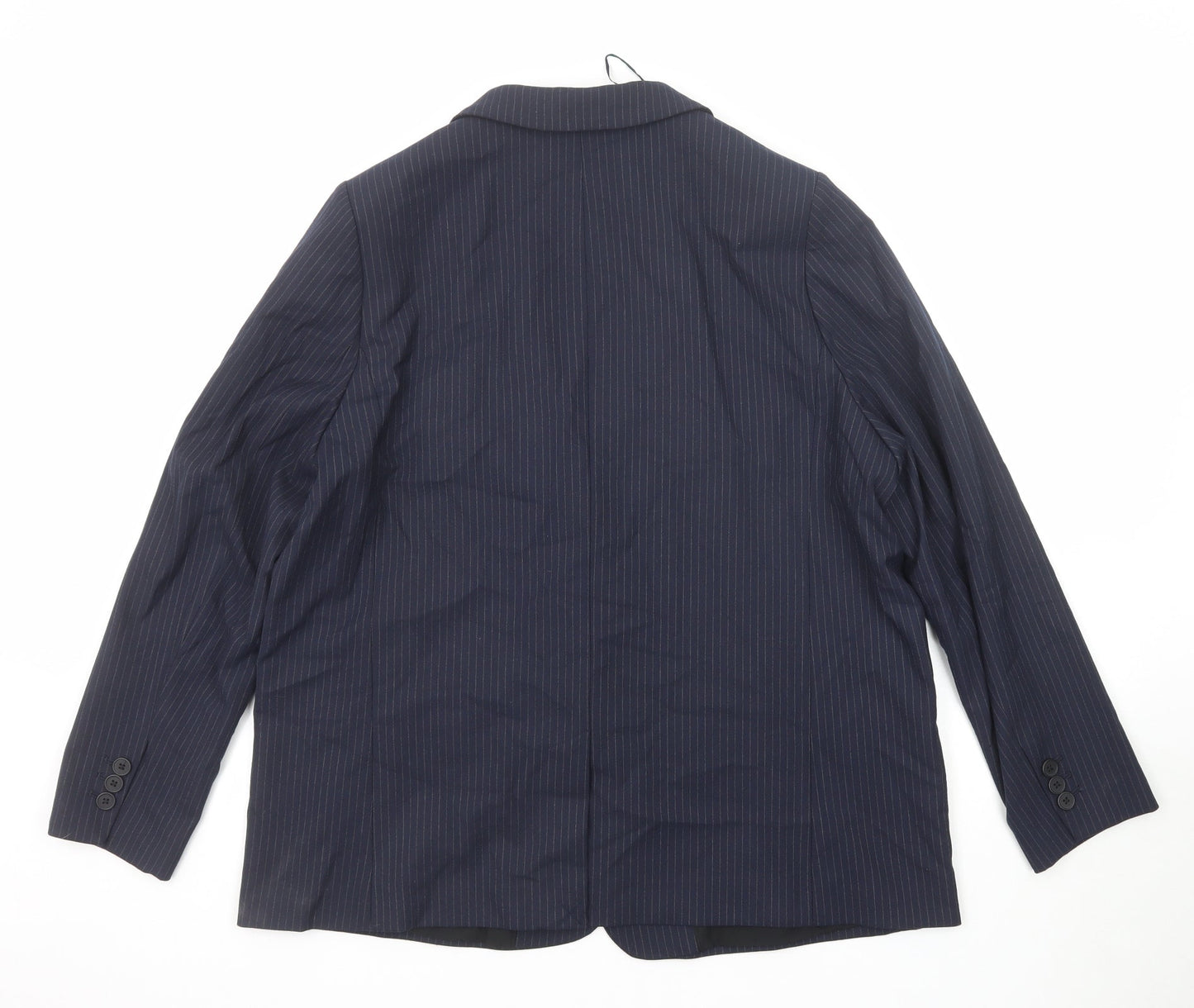 Marks and Spencer Womens Blue Pinstripe Polyester Jacket Suit Jacket Size 18