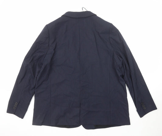 Marks and Spencer Womens Blue Pinstripe Polyester Jacket Suit Jacket Size 18
