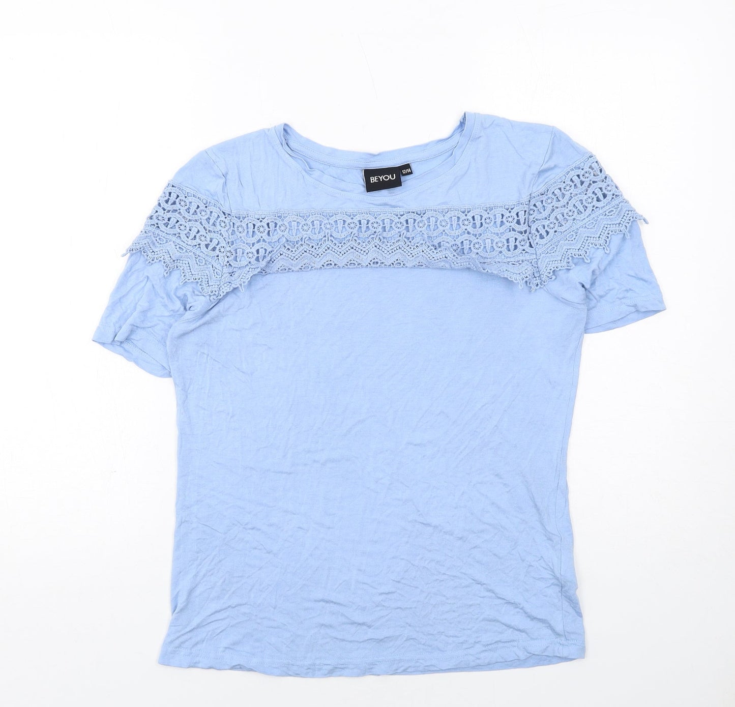 Womens UK Size 12 Be You Blue Basic T-Shirt