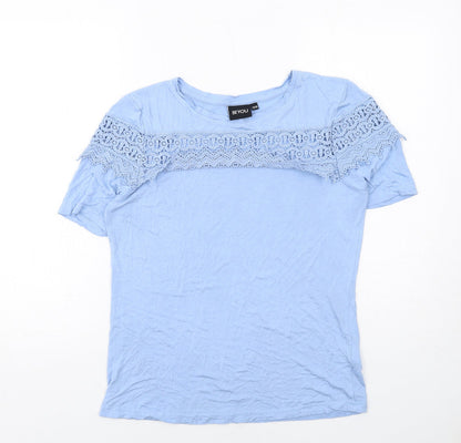 Womens UK Size 12 Be You Blue Basic T-Shirt