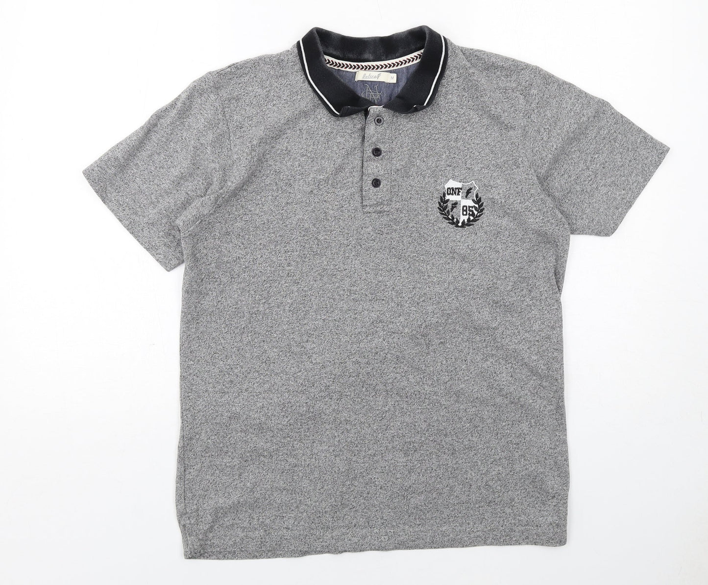 Onfire Mens Grey Cotton Polo Size M Collared Button