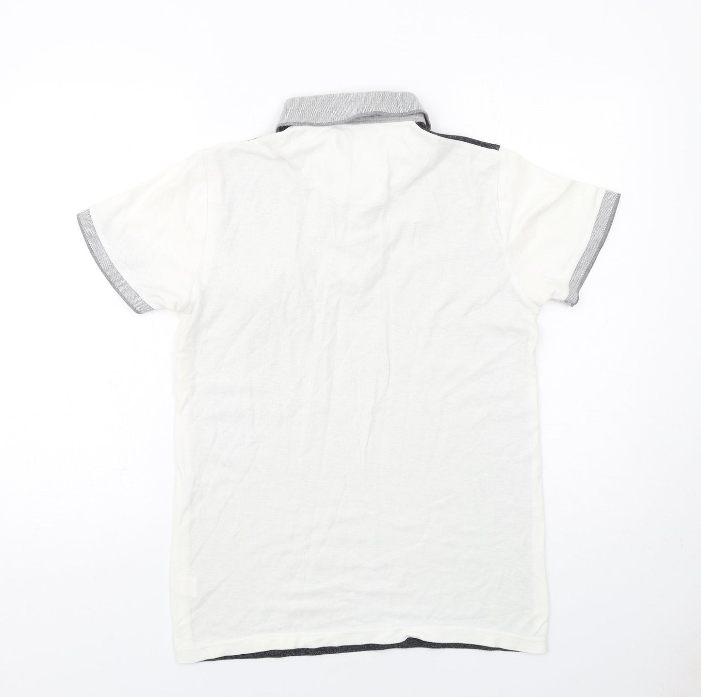 Twisted Soul Mens Grey Colourblock Cotton Polo Size XS Collared Button