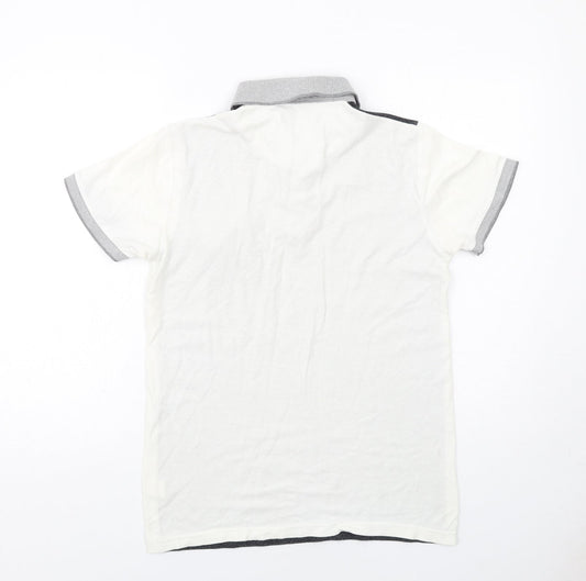 Twisted Soul Mens Grey Colourblock Cotton Polo Size XS Collared Button