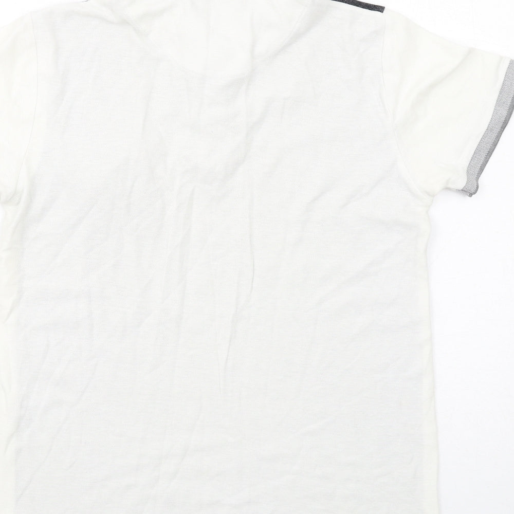 Twisted Soul Mens Grey Colourblock Cotton Polo Size XS Collared Button