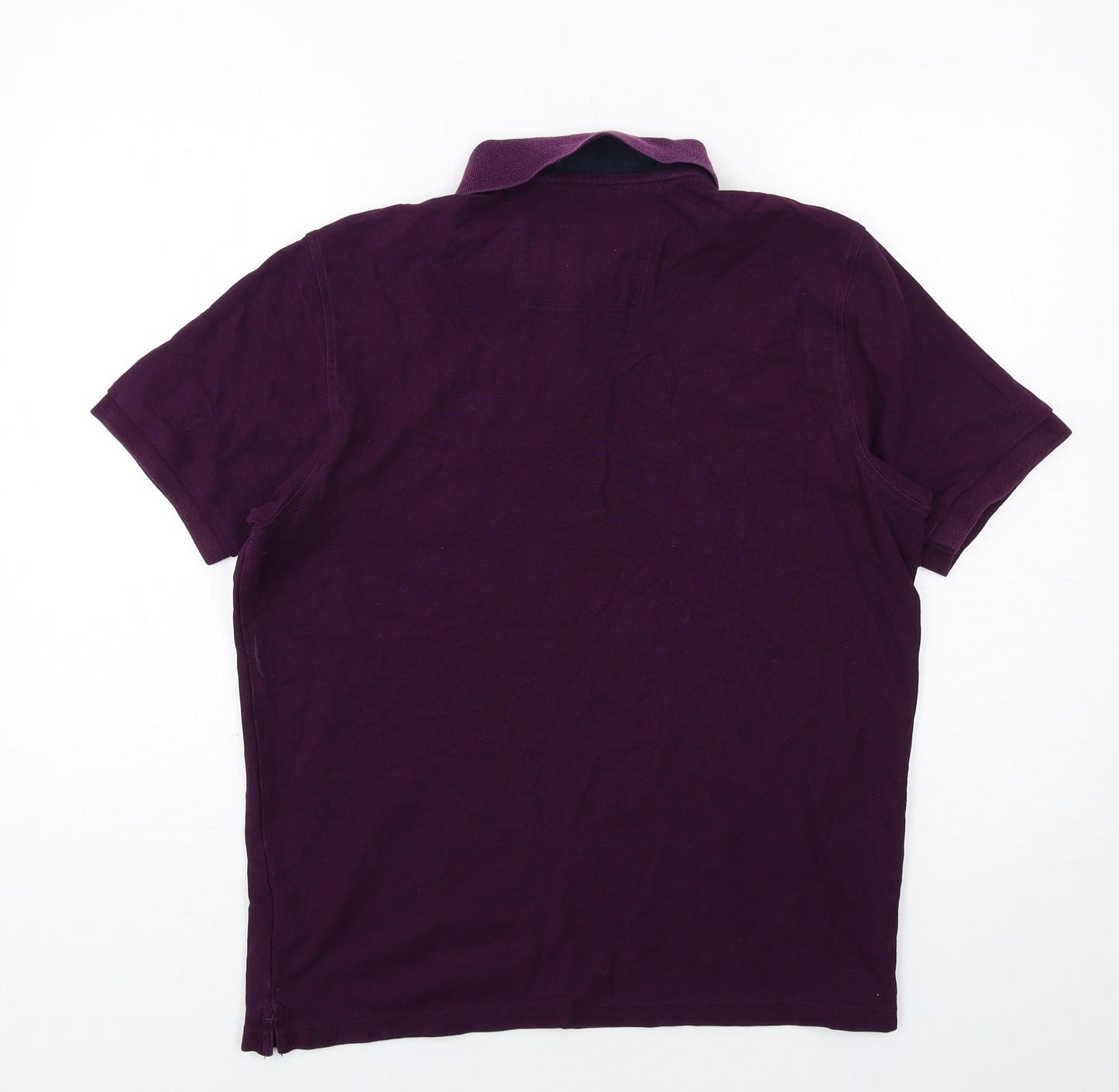 Marks and Spencer Mens Purple Cotton Polo Size M Collared Button