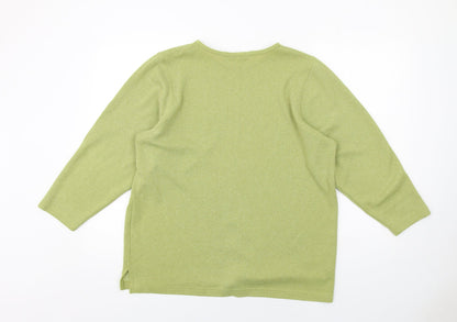 BHS Womens Green Round Neck Polyester Pullover Jumper Size 12