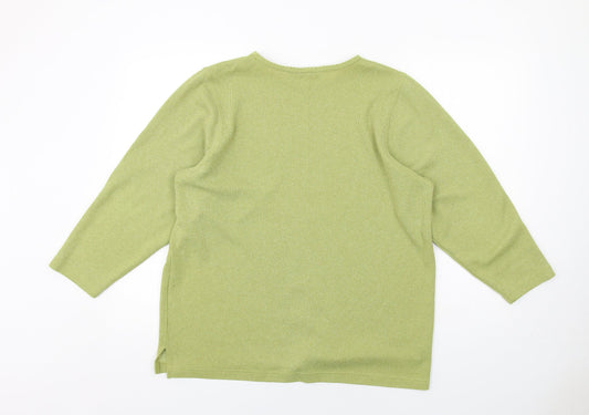 BHS Womens Green Round Neck Polyester Pullover Jumper Size 12